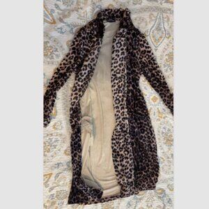 Leopard Velvet Duster, Y2K Statement Coat, Animal Print Long Jacket pockets
